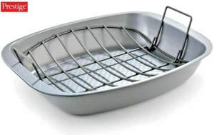 Meat Roaster & Rack Non-Stick Tray Prestige 57117-C Roaster Dish Black - Picture 1 of 3
