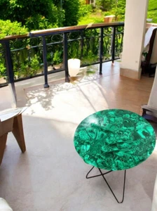 Impresionante mesa de café y té de malaquita de 24" hecha a mano balcón escritorio de inauguración de casa Dec - Imagen 1 de 9