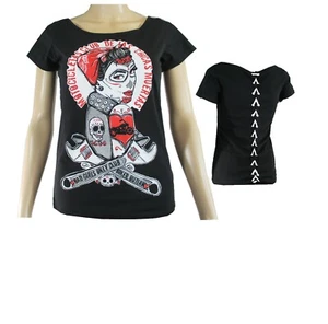 BAD GIRLS CLUB BIKER BACK Corset Top Allows 4 BIGGER BUSTED CHICKS L - Picture 1 of 4