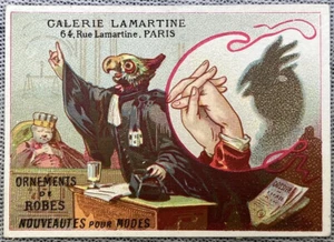 Galería Lamartine TARJETA COMERCIAL VICTORIANA Loro Antropomórfico París DE COLECCIÓN - Imagen 1 de 4