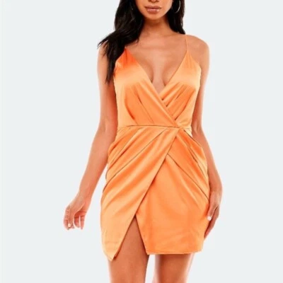 Mini Vestido Bebe Naranja Bodycon Escote Profundo Sin Mangas Foto 1 de 4