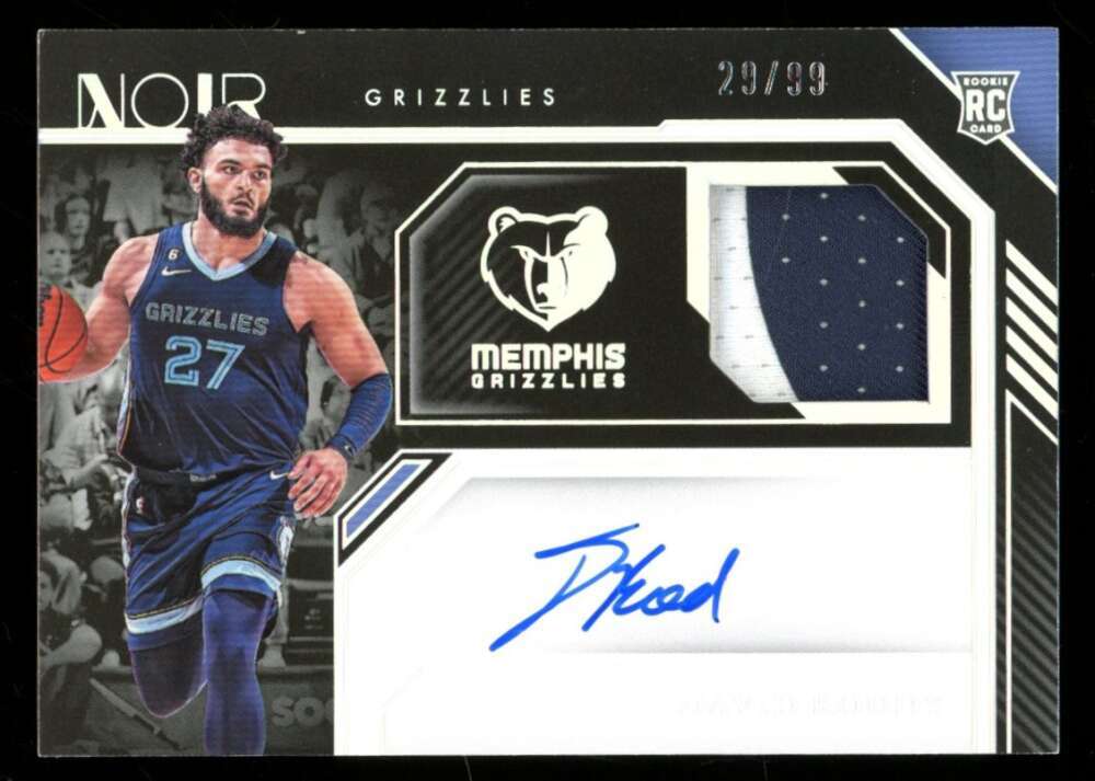 2022-23 Noir David Roddy #376 RC Rookie Patch Auto 29/99 Grizzlies WW747