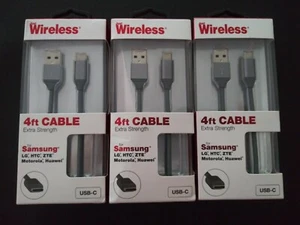 ( 3 pack ) Just Wireless 4 ft Micro USB Cable- Gray- Samsung, LG, HTC, Huawei - Picture 1 of 3