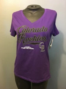 NWT New Ladies Colorado Rockies T Shirt Top Womens M Post Season - Picture 1 of 8