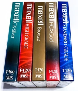 5 Maxell T-120 T-160 6 - 8 Hour Blank VHS Tapes SEALED Standard High Premium - Picture 1 of 4