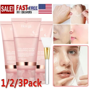 Collagen Night Wrapping Mask Overnight Wrapping Peel Off Natural Facial Mask 75g - Picture 1 of 27
