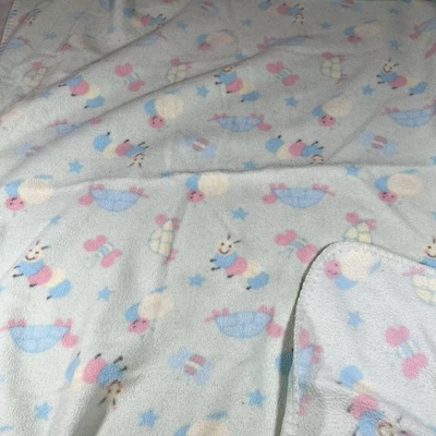 HTF Vintage Circo Baby Blanket Green Turtle Caterpillar Butterfly Star Fleece K1 - Image 1 of 4