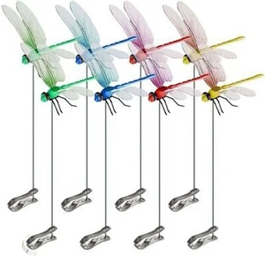 8Pcs Indoor & Outdoor Fake Dragonfly Rod Clip, Dragonfly Clip Bug Repellent, 3D - Picture 1 of 8