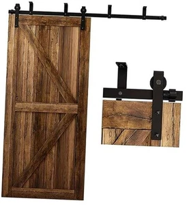 6FT Ceiling Mount Sliding Barn Door Hardware Kit Low Ceiling L-Shape Bracket - Picture 1 of 7