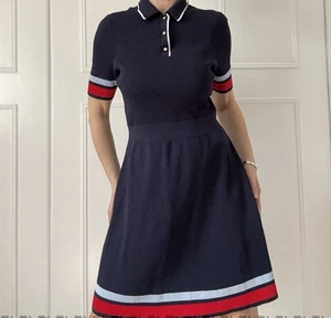 Ted Baker Blue Yniaa fine rib Knit collared dress size 3 Uk 10-12 - Picture 1 of 16