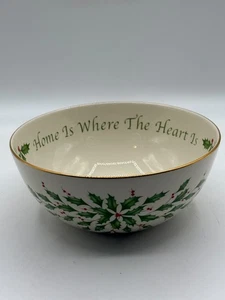 Lenox Holiday Inspirations Home is Where the Heart is Christmas Bowl Holly #2 - Picture 1 of 10