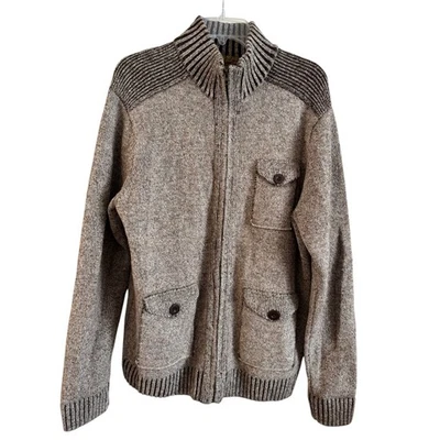 BLUE PRONTO UOMO 100% Wool Sweater Mens XL full zip Sweater Cardigan Brown - Image 1 of 4