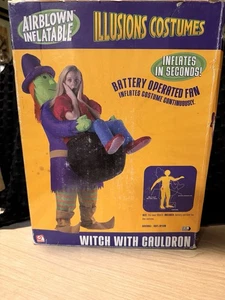 2004 Gemmy Illusions Inflatable Witch with Cauldron Halloween Costume Vintage - Picture 1 of 6