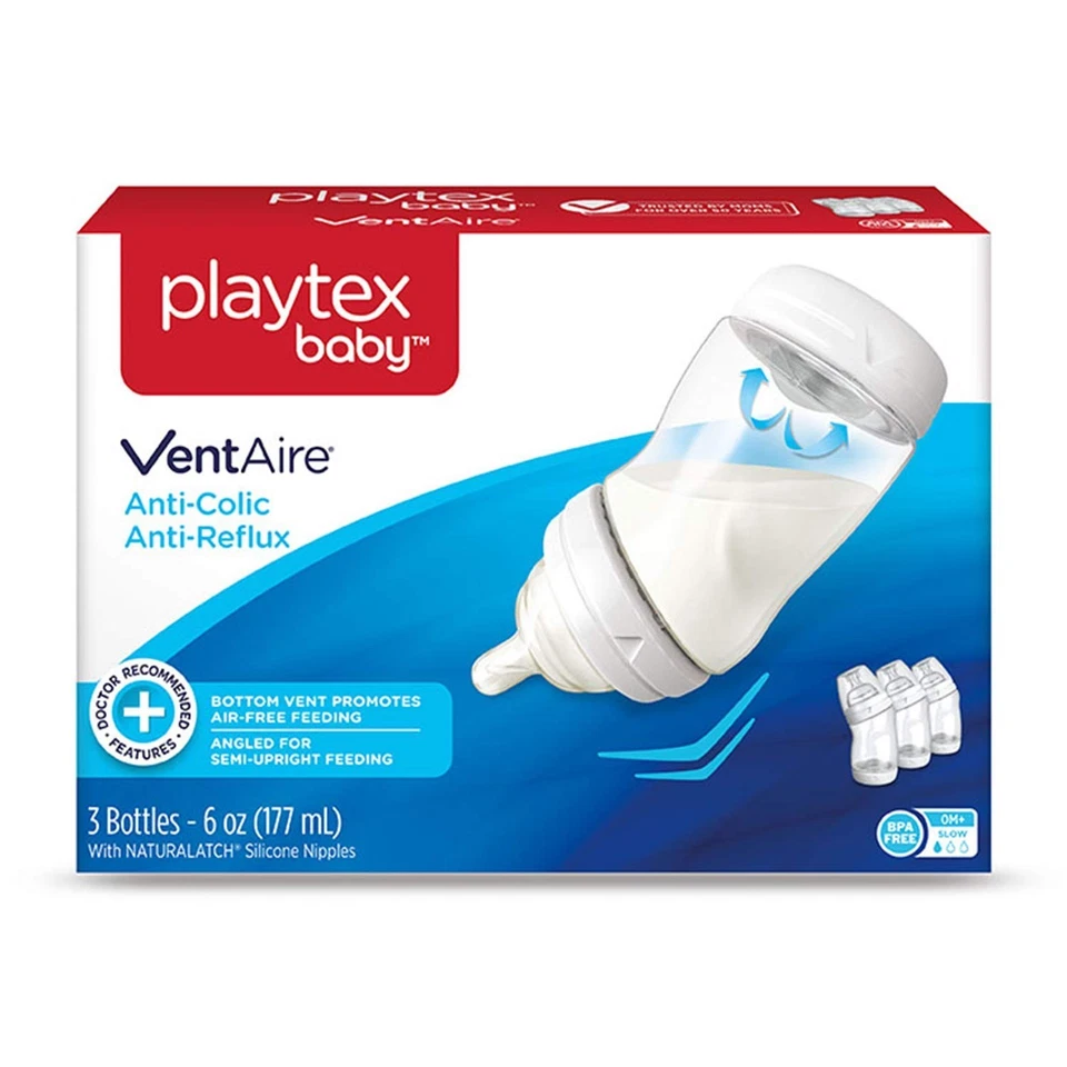 Детская бутылочка Playtex Baby VentAire против колик рефлюкса без бисфенола А 9 унций 3 карата НОВАЯ - Изображение 1 из 4