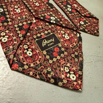 BRIONI Roma шеи галстук многоцветный ручной работы роскошь шелк Италия винтажный  - Изображение 1 из 4
