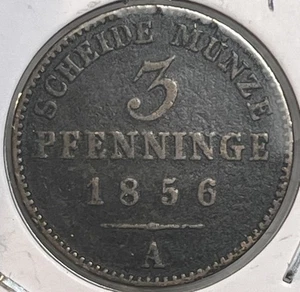 Estados Alemanes - Prusia 1856 - Moneda A 3 Pfennig Extra Fina XF Estado KM# 453 - Imagen 1 de 11