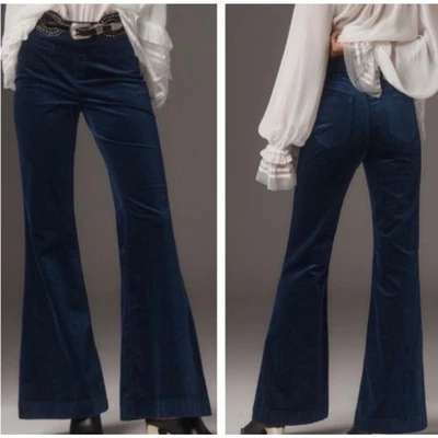 Pantalones de mezclilla Anthropologie Pilcro tiro medio retro acampanados terciopelo azul talla 29 Foto 1 de 4