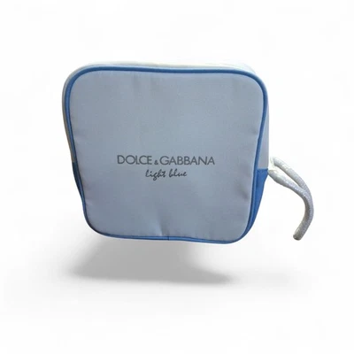 DOLCE & GABBANA Light blue Costmetic Pouch bag White Blue Piping Silver Zipper  - Image 1 of 4