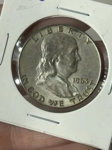 1963 D Franklin Half Dollar - 90% Silber - (Artikel 16) - Bild 1 von 4