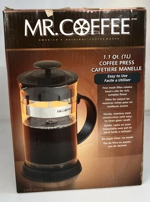 Prensa de café prensa francesa Mr. Coffee 1,1 cuartos de galón para 4 tazas nueva en caja Foto 1 de 4