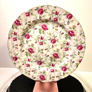 Lefton China Pink Rosebud Chintz Salad Plate Hand Painted #659R Japan 7.25" - Picture 1 of 3