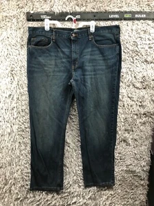 Faded Glory Jeans Size 42x30 Mens Mid Rise Straight Leg Dark Wash Blue Denim - Picture 1 of 11
