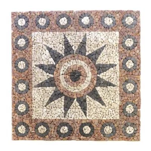 DIVERO Mosaikbild Einleger "Blume" Rosone Marmor Fliese grau-rose-creme 1,45m² - Bild 1 von 3