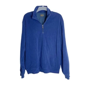 Talbots Men’s Quarter Zip Navy Blue Fleece Pullover Sweatshirt Size Medium M - Picture 1 of 11