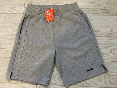 Shorts de lã masculino cinza DIADORA algodão atlético casual tamanho pequeno com bolsos - Imagem 1 de 4