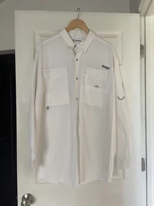 Camisa de pesca Columbia para hombre talla XL blanca PFG manga larga pesca pez rojo - Imagen 1 de 6
