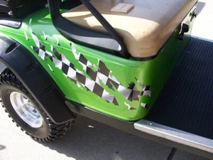 Golf Cart Ripped 49A Check Checkered Flag Graphics set FIT EZGO Club Car Yamaha - Picture 1 of 3