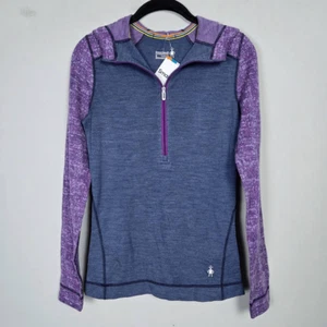 Smartwool Womens Merino 250 Base Layer Hoodie Sz Small Blue Lightweight Warm NWT - Picture 1 of 7
