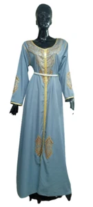 Hellgrauer Georgette Kaftan mit Zari Arbeit - Bild 1 von 2