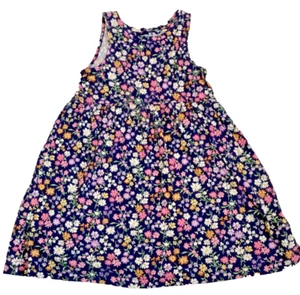 Old Navy Girls Floral Sleeveless Dress M 8 Navy Blue Stretch Cotton Multi-Color - Picture 1 of 2