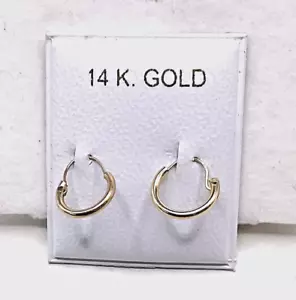 Nuovi Orecchini Piccolo Cerchio Oro 14k per Neonati, Ragazze, Donne e Uomo 10mm (3/8") - Foto 1 di 3