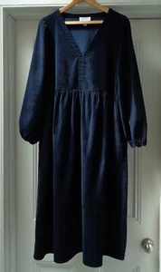 The White Company Navy Organic Cotton Cord Midi Dress UK14 - Picture 1 of 8