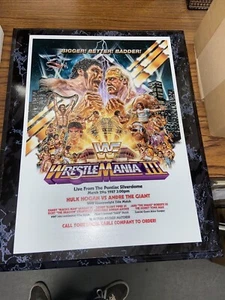WRESTLEMANIA 3 Hulk & Andre WWE Vintage Schild WWF 12 X 15 Plakette Stub Tickets - Bild 1 von 4