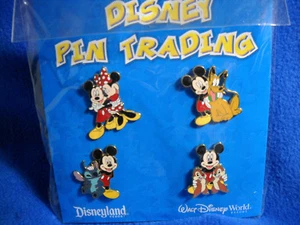 Mickey Pin Trading Set of 4 Pins Mickey Minnie Stitch Pluto Chip n Dale *  - Picture 1 of 1