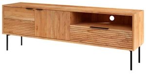 Lowboard Holz Akazie gewachst natur Metall schwarz - Bild 1 von 1