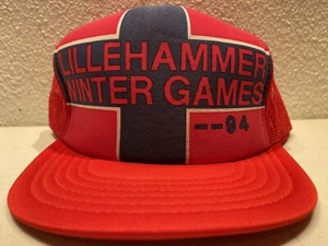 Vintage 1994 Lillehammer Norway Olympics Cap Hat Unisex Red Blue SnapBack - Picture 1 of 5