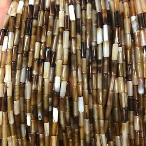 Brown Agate Tube Stone Beads Natural Gemstone Bead For Jewelry Making 4x13mm