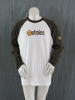 Vintage Etnies Shirt - Raglan Long Sleeve Brown and White - Men's XL (NWT)  - Image 1 of 4