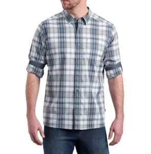 NWT Kuhl Response™ Lite Shirt Sz S Blue Mist Plaid Long Sleeve Button Down - Picture 1 of 12