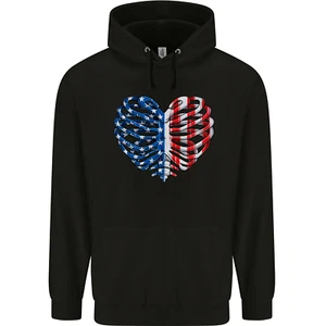 USA Rib Cage American Flag Childrens Kids Hoodie - Picture 1 of 3