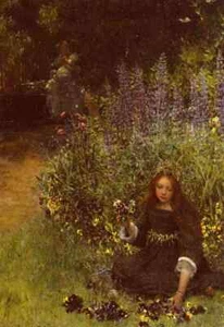 A4 print Alma Tadema Lady Laura Teresa Gathering Pansies - Picture 1 of 1