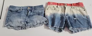 Girls Jean Shorts Lot Size 10 Jordache & Crown and Ivy Raw Hem Details Adj Waist - Picture 1 of 12