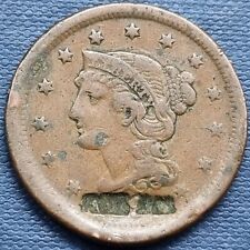 Braided Hair Large Cent Counterstamped at Date 1c Circulated #70321