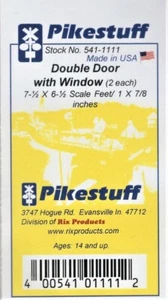 HO Scale Pikestuff 541-1111 Double Personnel Doors w/Windows pkg (2) - Picture 1 of 2