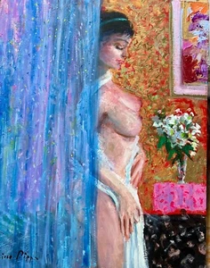Modern Art Nude Original Painting by Nino Pippa Odalisque Klimt Matisse Interest - Picture 1 of 8