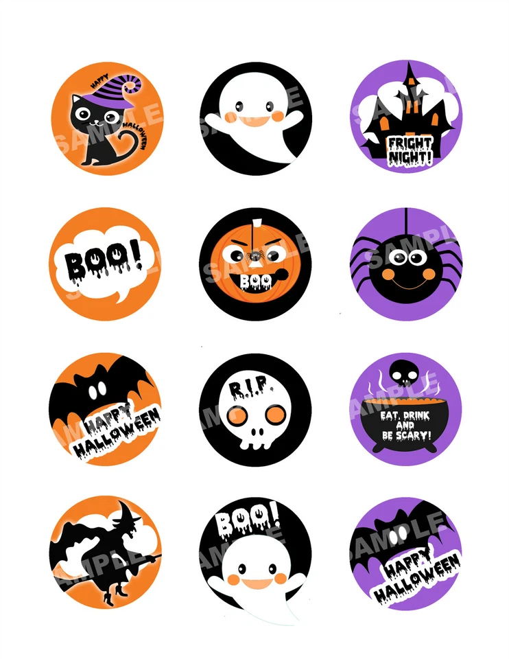 Imagem de cupcake comestível HALLOWEEN folha de cobertura de biscoito PERSONALIZÁVEL! - Imagem 1 de 1